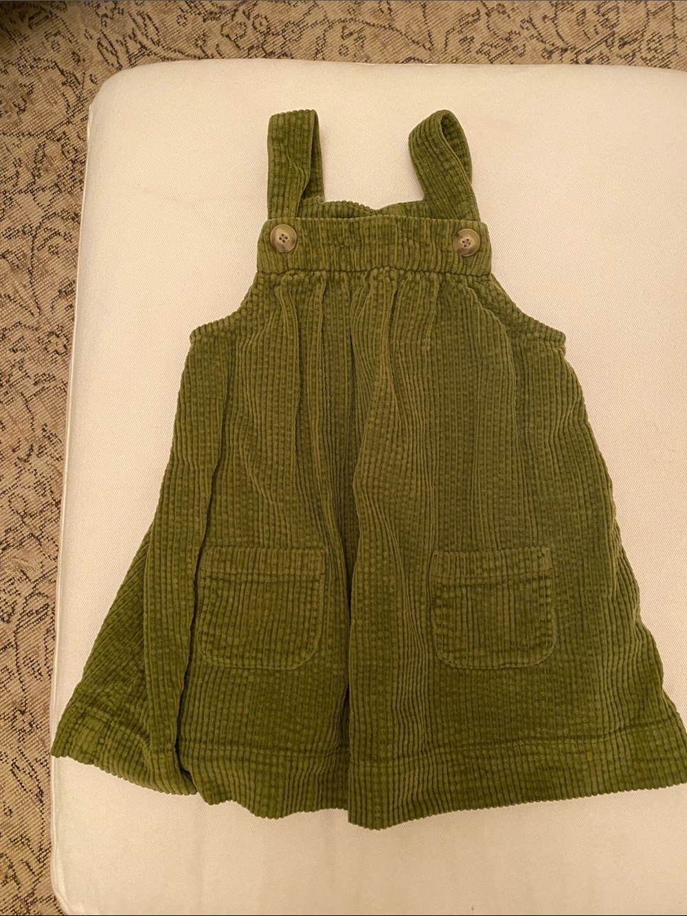 Sezane Olive Green Corduroy Pinafore Dress